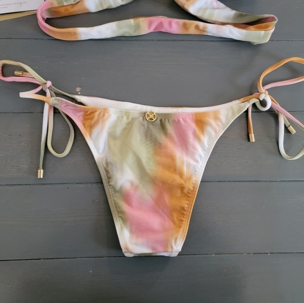 NWT Vix Women Green Duala Zene duala tie side Bikini Swimsuit Bottoms Sz Medium - Picture 2 of 10
